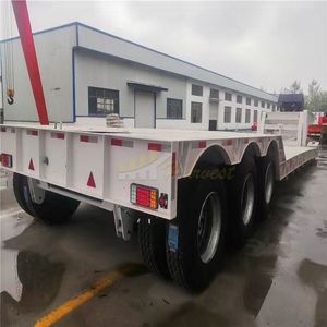 Axles Heavy Duty 40 60 80 100 120 Ton Hydraulic Lowbed Drop Deck Gooseneck Low Bed Loader Lowboy Semi Truck <b>Trailer</b> Price - Product Image 1