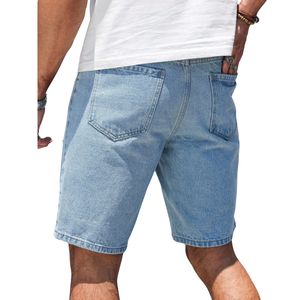 Pantalones Cortos de Mezclilla Transpirables Azul Claro para Hombre, Desgastados, Casuales, de Algodón, Corte Regular, Estilo Urbano de Verano, Lavados, Cinco Bolsillos - Product Image 2
