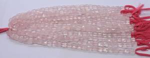 Perles de quartz rose naturel facettées en forme de chiclet, taille 7x8-8x8 MM, perles de pierres précieuses en quartz rose en forme de chiclet, 8 pouces - Product Image 2