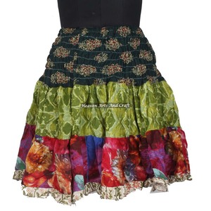 Gypsy Indian Boho Stylish Mini Rara Hippy Festival <b>Skirt</b> Breathable Cotton <b>Patchwork</b> Summer Wear Sexy Mini <b>Skirt</b> - Product Image 2