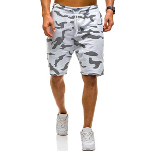 Men Camouflage Print Drawstring Bermuda Shorts With Pockets Mid Waist Casual Sportwear Breathable Polyester Fabric - Product Image 2