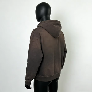 Sudadera con capucha y cremallera de corte holgado, estilo urbano, vintage, de manga larga, ecológica, con estampado de letras personalizado OEM, 100% algodón/poliéster, para invierno - Product Image 4