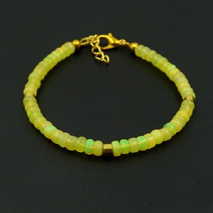 Natural Ethiopian Opal Roundel <b>Beads</b> <b>Bracelet</b>, Yellow Fire Gemstone Jewelry - Product Image 4