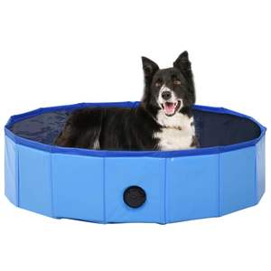 Piscine pliable pour chien en PVC bleu 31,5 x 7,9 pouces, pratique pour que les chiots se rafraîchissent au soleil d'été - Product Image 1