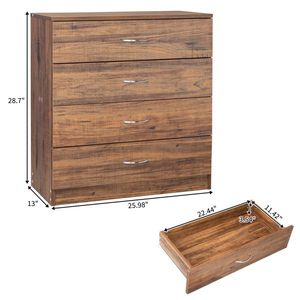 Cómoda Contemporánea de MDF con 4 Cajones y Acabado en Color Vintage, Extensible, para Dormitorio, Sótano, Casa de Campo o Apartamento - Product Image 3