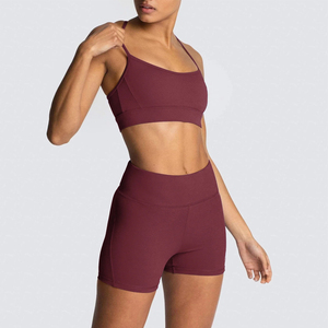 2026 Wholesale Women Workout Sets Scrunch Short <b>Open</b> Back Sports <b>Bra</b> High Waist Women Yoga Short Tights Seamless Gym Set - Product Image 1