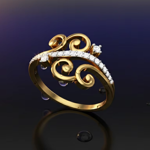 แหวนทองสไตล์วินเทจลายสลักและลายคลื่น - เครื่องประดับแฟชั่นปรับแต่งได้สำหรับเป็นของขวัญ - Product Image 5