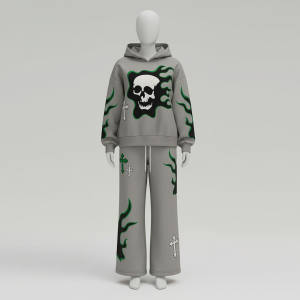 Conjunto Deportivo Personalizado de Alta Calidad con Logotipo, Pantalones Deportivos Anchos y Sudadera con Capucha para Hombre, Conjunto de Pantalones Deportivos de Algodón y Sudadera con Cierre - Product Image 1