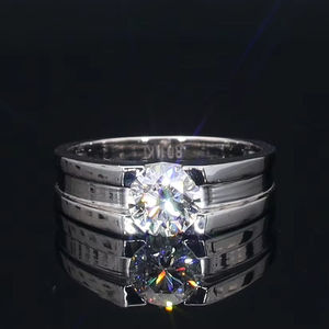 Anillo de Compromiso Clásico Unisex AMBER JEWELS, Oro Sólido de 14K, Chapado en Rodio, Diamante Cultivado en Laboratorio, Engaste de Puntas, Certificado IGI, Estilo Hip Hop - Product Image 1