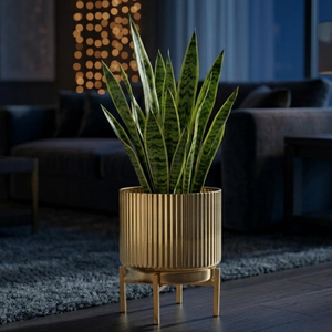 Durable <b>Lightweight</b> Modern Stylish <b>Iron</b> Flower Planter with Gold Plating for Indoor Outdoor Garden Office Home Decor - Product Image 3