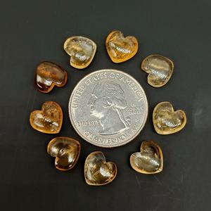 ลูกปัดหินซิทรินธรรมชาติรูปหัวใจขัดเรียบ ขนาด 10 มม. ลูกปัดแกะสลักคริสตัลทำมือ สำหรับทำเครื่องประดับ จำนวนมาก - Product Image 2