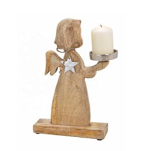 Metal Tropical Leaf Candle Holder With Mango Wood Base Showcase Table <b>Christmas</b> Decor Any Festive Decor Accessory in Wholesale - Product Image 5