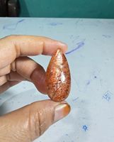 Batu Permata Sunstone Oranye Alami Bentuk Cabochon dengan Kilau Emas dan Permainan Warna untuk Cincin Liontin Desain Perhiasan Premium