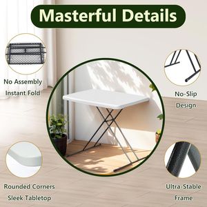 30-Inch Folding <b>Table</b> <b>with</b> <b>Adjustable</b> <b>Height</b> Small Desk and TV Tray for Laptop Heavy Duty Utility Foldable Camping Furniture - Product Image 4