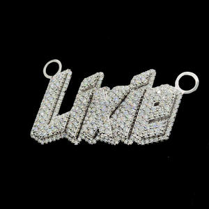 Colgante de moissanita de Hip Hop de plata 925 personalizado con nombre chapado en oro de diamante VVS y abalorio para hombre con letras heladas - Product Image 4