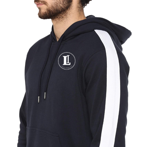 Wholesale Custom Plain Cotton Navy Blue Side <b>White</b> <b>Panel</b> High Quality Hoodies for Men - Product Image 5