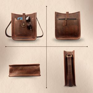 Bolso Bandolera Mini de Cuero Genuino Resistente, con Cierre de Cremallera, Diseño Cruzado, para Uso en Exteriores, Estilo Moderno, Tamaño y Peso Personalizables - Product Image 2