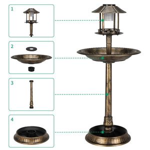 42-Inch Bird Bath Feeder with Bronze Solar Feature for Flowerpot Planters - Product Image 3