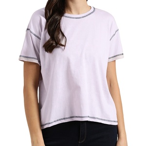 T-shirt élégant pour femmes-T-shirts décontractés à manches courtes et à col ras du cou en tricot personnalisés avec impression graphique pour femmes - Product Image 3