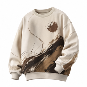 Sweat-shirt en molleton épais pour homme, imprimé graphique origami géométrique, coupe ample, col rond, style streetwear. - Product Image 1