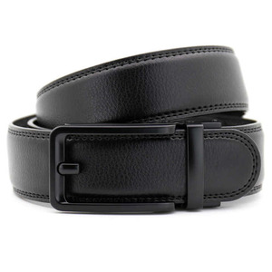 Black Genuine Leather Formal Belt Cow Hide <b>Pin</b> Buckle Rectangular One-Piece Molding Durable 1 3/8 In Width - Product Image 1