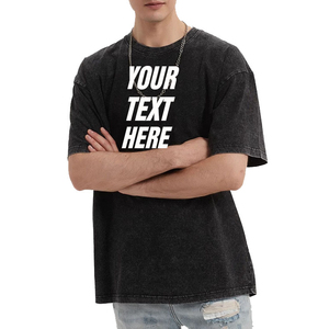 Camisetas de Algodón Vintage con Lavado Ácido Negro Personalizadas de Gran Venta para Hombre, Diseño Liso Oversize con Hombros Caídos - Product Image 2