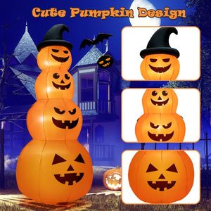 Decorazioni Gonfiabili di Halloween a Forma di Zucca di 2,4 Metri con Luci LED Integrate per Esposizione Esterna - Product Image 5