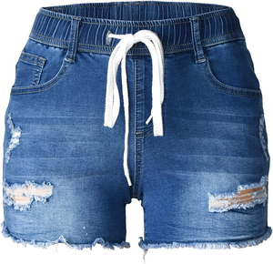 Shorts de Mezclilla para Mujer, Impresión Digital OEM, Color Personalizado, Transpirables, Casuales, de Alta Calidad, Poliéster/Algodón - Product Image 1
