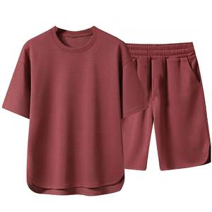 Conjunto de Camiseta y Pantalones Cortos de Verano para Hombre, Casual, Transpirable, 100% Algodón, Estilo Urbano, de Alta Calidad, Camiseta de Manga Corta, Conjuntos de Camisetas Lisas - Product Image 6