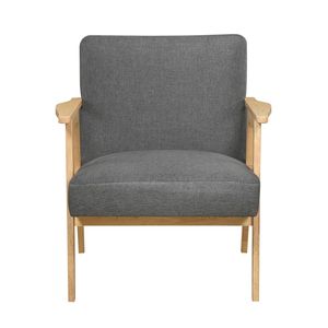 Poltrona Moderna Contemporanea in Tessuto Grigio Scuro, Struttura in Legno di Gomma Naturale, Arredamento Moderno per Soggiorno - Product Image 2