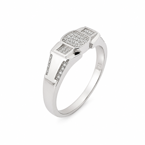 925 Sterling Silver <b>Mens</b> Square Cluster Diamond <b>Ring</b> High Polish Geometric Design Wedding Party Daily Wear Fine Jewelry Gift <b>for</b> - Product Image 3