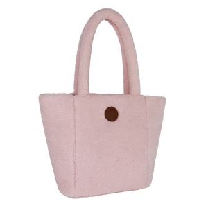 Bolso de mano clásico de felpa rosa para niñas, bolso suave con RFID antirrobo y Puerto USB, elegante forro portátil de algodón y poliéster - Product Image 2