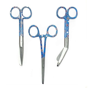Ciseaux à pansements et pinces à artères en acier inoxydable, revêtement fluoré noir à pois, lot de 3 pièces, ciseaux d'infirmière généralistes - Product Image 4