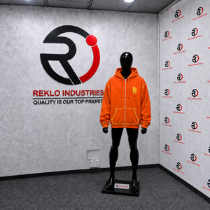 Sudadera con capucha gótica naranja con cremallera, costuras en contraste amarillas, estilo urbano oversize, logo bordado, unisex, personalizada, moda punk, casual - Product Image 4
