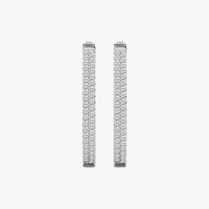Pendientes de Aro Modernos de Oro de 10/14/18 Quilates con Incrustaciones de Diamantes Cultivados en Laboratorio de 28 mm de Diámetro Interior, 2 Quilates en Total, Joyería Fina con Diamantes en Oferta para Exportación - Product Image 6