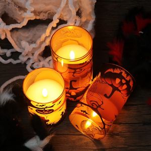 Lot de 3 bougies LED citrouille orange sans flamme pour Halloween, à piles avec télécommande et minuterie pour décorations festives - Product Image 1