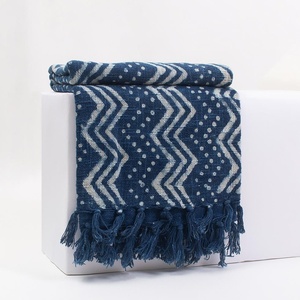 Manta de algodón de lujo con estampado de bloque de Base verde para decoración del hogar, venta al por mayor, manta para decoración para sala de estar - Product Image 5