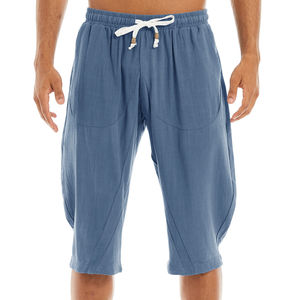 Nouvelle Arrivée - Short Sportif Homme en Coton et Lin, Couleur Unie, Écologique, Coupe Ample au Genou, Capri, Yoga, Fitness, Décontracté, Imperméable - Product Image 4