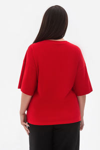 Camisetas de Alta Calidad para Mujer en Color Rojo, Hechas de Algodón, Camisetas Casuales para Dama, Camisetas de Manga Corta Extra Grandes, Prendas Exteriores Ligeras - Product Image 2