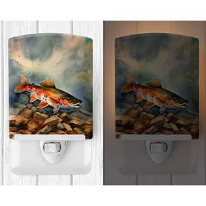 ไฟเซรามิกลายปลาเทราท์ลำธารขนาดกะทัดรัด6x4x3หลายสีสำหรับห้องนอนห้องน้ำสถานรับเลี้ยงเด็กห้องโถงห้องครัว - Product Image 2