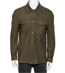 Veste en toile cirée en daim sur mesure de haute qualité pour hommes, à manches longues et fermeture à boutons sur le devant, vente en gros - Product Image 1