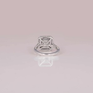 Lab Grown Diamond Engagement <b>Ring</b> Asscher Cut 10/14/18K Solid <b>Gold</b> with Two Side Halo Custom Designed <b>Ring</b> <b>Gold</b> Plated Certified - Product Image 2
