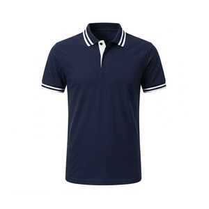 Polo casual de golf de manga corta con cuello y puños con ribete blanco, camiseta de tenis de verano, polo ajustado con contraste. - Product Image 1