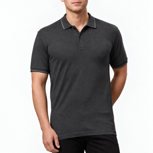 Polo uni pour homme à manches courtes, décontracté, pour le golf, avec logo personnalisé, bordure de col, vente en gros - Product Image 5