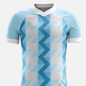 Men's <b>Light</b> Blue Geometric Soccer Jersey Set V-neck Short Sleeve Sublimated Moisture Wicking Elastic Waist Custom Team <b>Name</b> - Product Image 4