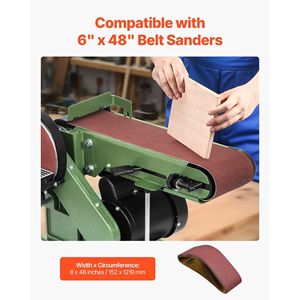 10 Pezzi Nastri Abrasivi in Ossido di Alluminio Grana 80, 6 x 48 Pollici, per Lavorazione del Legno, Acciaio, Alluminio e Materiali Non Ferrosi - Product Image 3