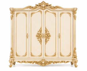 Prestigious Neapolitan Style Solid Teak Wood Hand Carved Gold <b>Frame</b> Victorian Sleigh <b>Bed</b> King <b>Size</b> - Product Image 3