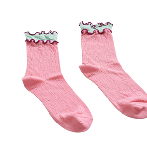 Spring Summer Crew <b>Socks</b> Wholesale for Women Cute Double Ruffle Lace Cotton Style Casual Girls Korean <b>Socks</b> Custom ODM - Product Image 5