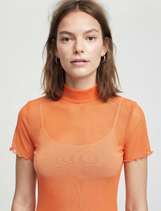 Mono largo de malla transparente para mujer, con cuello alto, manga corta, cintura alta, transpirable, sexy y transparente. - Product Image 3