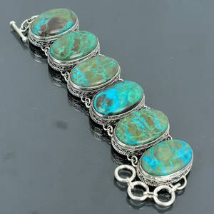 กำไลข้อมือเงินแท้ 925 ประดับคริสโซคอลล่า ทำมือ ปรับขนาดได้ สไตล์วินเทจ ของขวัญเครื่องประดับธรรมชาติสำหรับผู้หญิง - Product Image 2